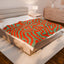 Abstract Coral Maze Velveteen Plush Blanket — Retro Green & Orange Throw