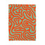 Abstract Coral Maze Velveteen Plush Blanket — Retro Green & Orange Throw