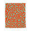 Abstract Coral Maze Velveteen Plush Blanket — Retro Green & Orange Throw