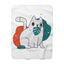 Cute Cat Sherpa Blanket — Cozy Plush Throw with Leaf Cat Design