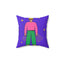 Bold Pop Art Character Square Pillow — Colorful Purple Decorative Throw Pillow